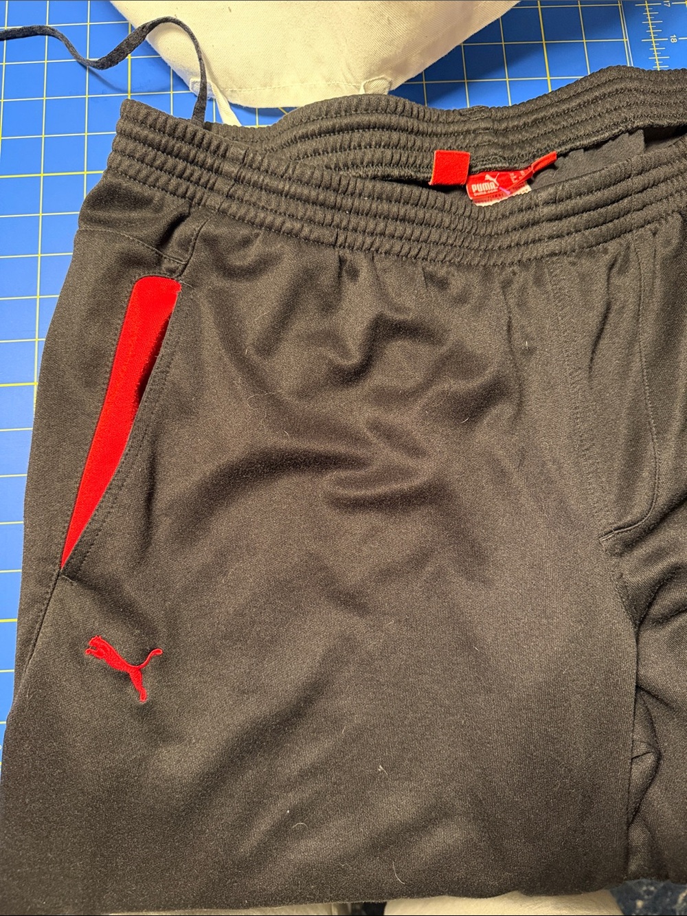 Puma Black Ferrari Sweatpants with Red Pocket Accents & Ferrari Shield
